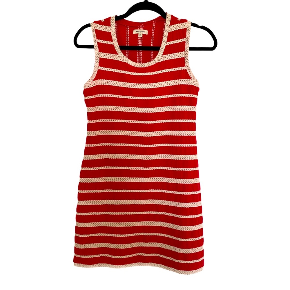 Max Studio Red Cream Sleeveless Sheath Dress Small